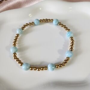 Handmade Stretchy Beaded Larimar Bracelet